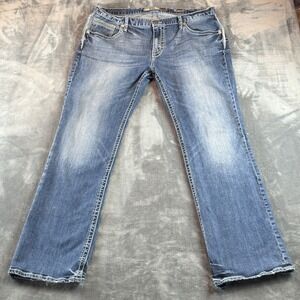 BKE Derek Mens Straight Leg Jeans 40XL Blue Denim Medium Wash Contrast Stitch